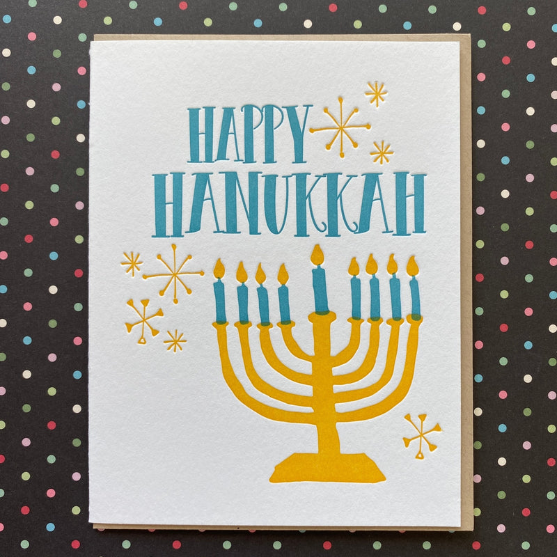 Lucky Bee Press Happy Hanukkah Menorah