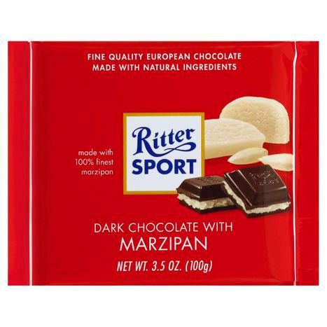 Ritter Sport Dark Chocolate, with Marzipan - 3.5 Ounces