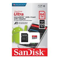 64GB Ultra microSDHC Class 10 / UHS-1/ A1 Flash Memory Card with Adapter