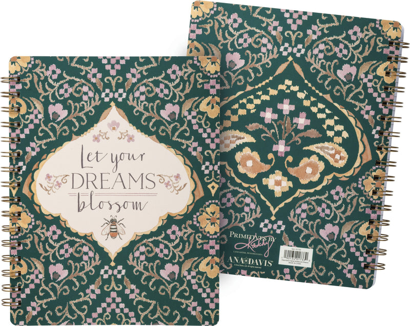Let Your Dreams Blossom Spiral Notebook | Art on Both Sides | 9" x 7" | 120 Lined Pages