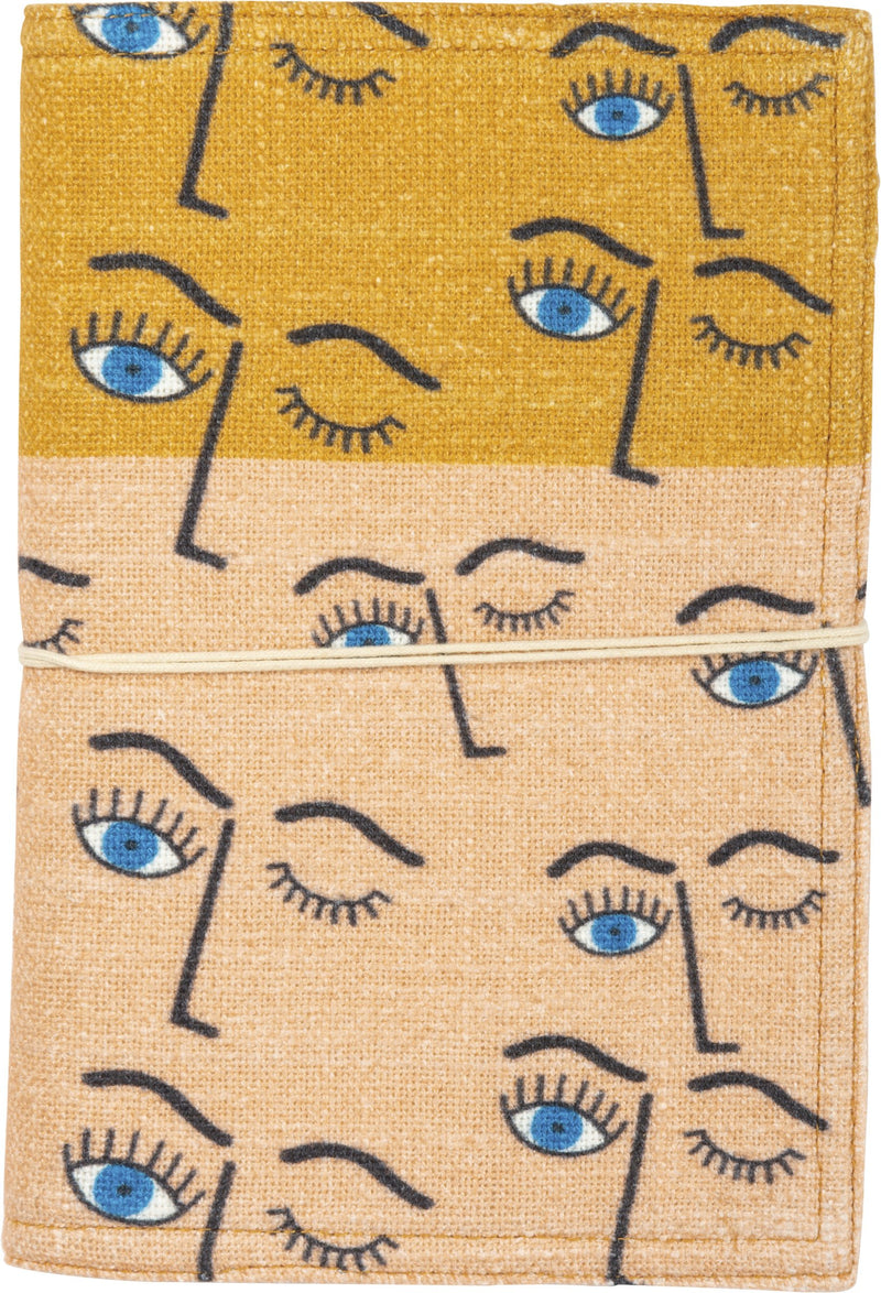 Winking Eye Fabric Covered Journal with Tie Closure | 1980s Memphis-Inspired Design