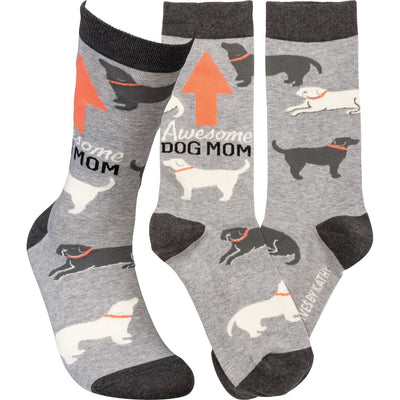 Awesome Dog Mom Patterned Socks Funny Novelty Socks with Cool Design, Bold/Crazy/Unique Specialty Dress Socks