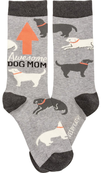 Awesome Dog Mom Patterned Socks Funny Novelty Socks with Cool Design, Bold/Crazy/Unique Specialty Dress Socks