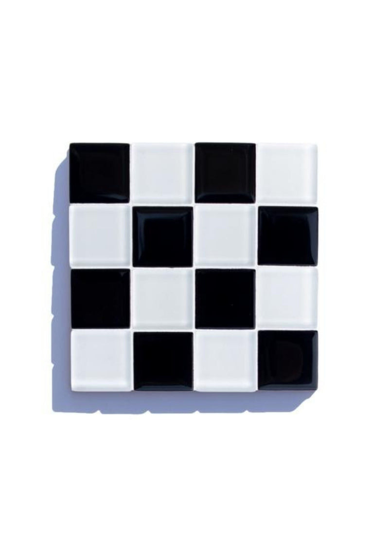Glass coaster, checkered