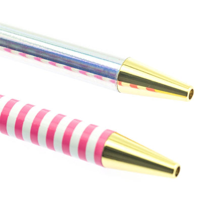 Neon Pen Gift Set in Pink Stripe + Holographic Silver | In a Gift Box