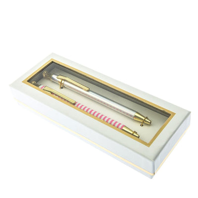 Neon Pen Gift Set in Pink Stripe + Holographic Silver | In a Gift Box