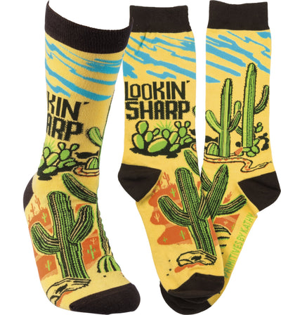 Lookin' Sharp Cactus Socks in Yellow