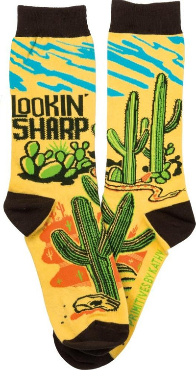 Lookin' Sharp Cactus Socks in Yellow