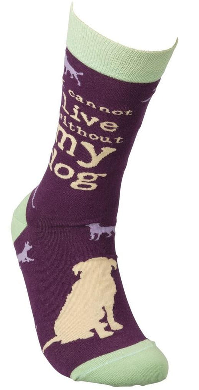 I Cannot Live Without My Dog Funny Novelty Socks with Cool Design, Bold/Crazy/Unique Specialty Dress Socks