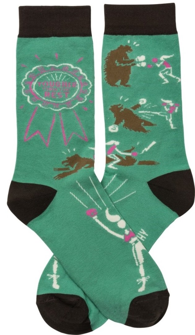 Tougher Than The Rest Black Green Funny Novelty Socks with Cool Design, Bold/Crazy/Unique/Quirky Specialty Dress Socks