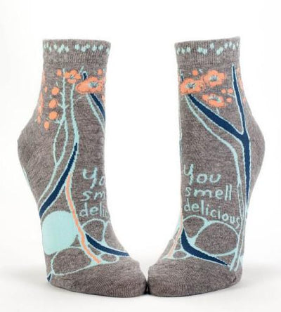 You Smell Delicious Women's Quirky Ankle Socks Hipster/Nerdy/Geeky/Trendy, Floral Funny Novelty Socks with Cool Design, Bold/Crazy/Unique Half Dress Socks