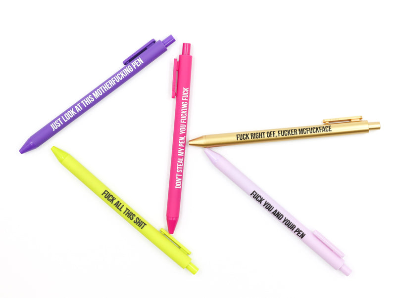 Sweary Fuck Pens Cussing Pen Gift Set - 5 Multicolored Gel Pens Rife with  Profanity by The Bullish Store