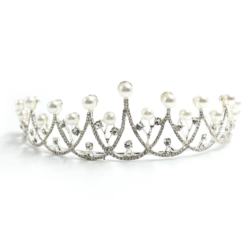 The Age of Pearls Crown Tiara in Silver
