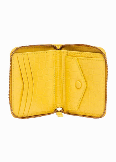 Full zipped wallet, mustard croc