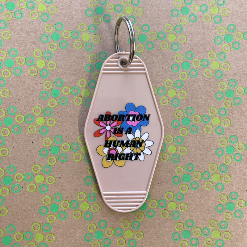 Abortion is a Human Right Keychain in Groovy &