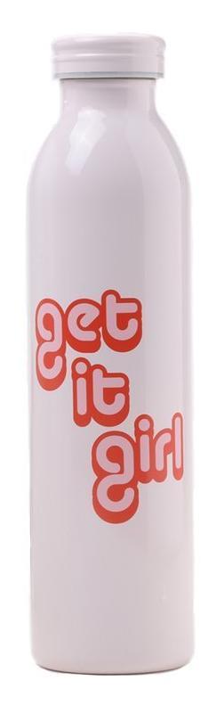 Get It Girl Water Bottle in White and Pink