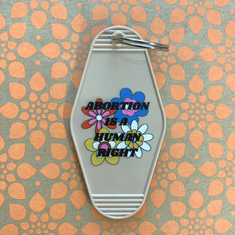 Abortion is a Human Right Keychain in Groovy &