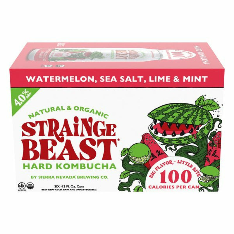 Strainge Beast Kombucha, Hard, Natural & Organic, 6pk/12 oz cans