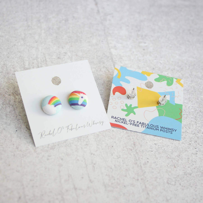 Pigeon Fabric Button Earrings | Handmade in the US