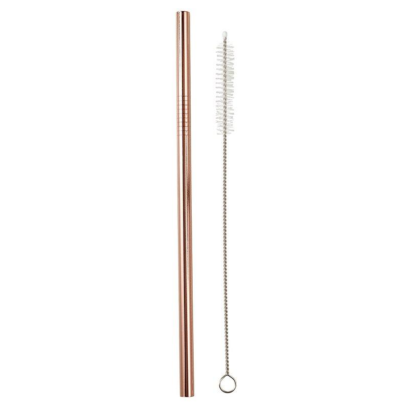 Rose Gold Stainless Steel Straw And Brush Set in Bag | Eco-Friendly and Reusable | Giftable