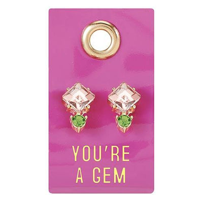 You're A Gem Gemstone Leather Tag Earrings
