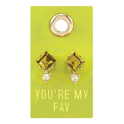 You're My Fav Gemstone Leather Tag Earrings