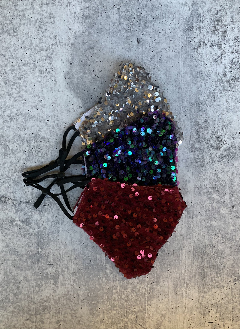 Sequined Face Mask with Filter Pocket (3 Color Options)