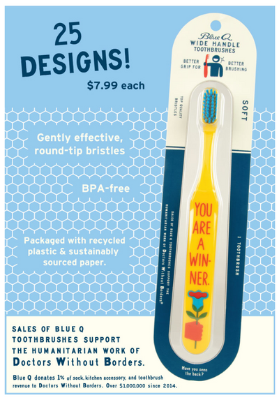 The Brush For Dudes Toothbrush | Soft BPA-Free Funny Toothbrush Packaged for Gifting | Art on Both Sides