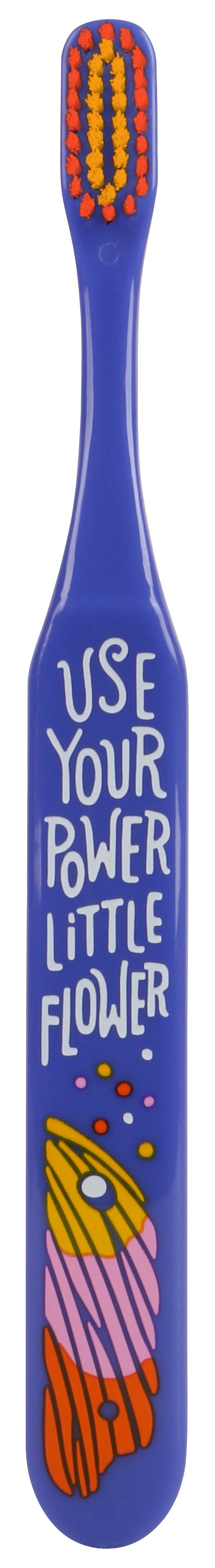 Use Your Power Little Flower Toothbrush | Soft BPA-Free Funny Toothbrush Packaged for Gifting | Art on Both Sides