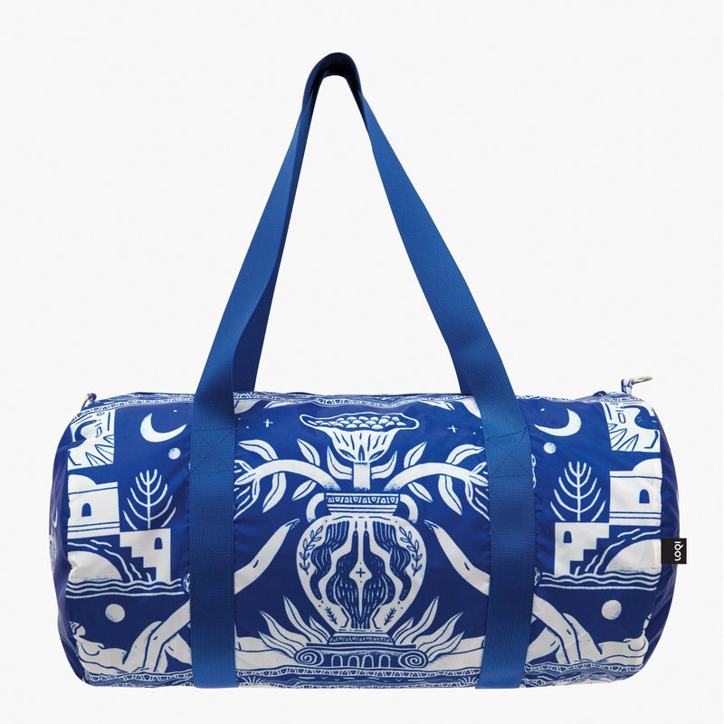 Looking Up Blue Artwork Recycled Weekender Bag | Thin Bag Folds Into a Pouch | Certified CO2 Neutral