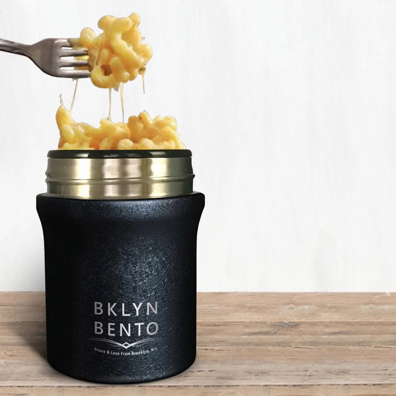 Bklyn Bento Medium Insulated Food Jar with Bamboo Spoon in Cracked Coal