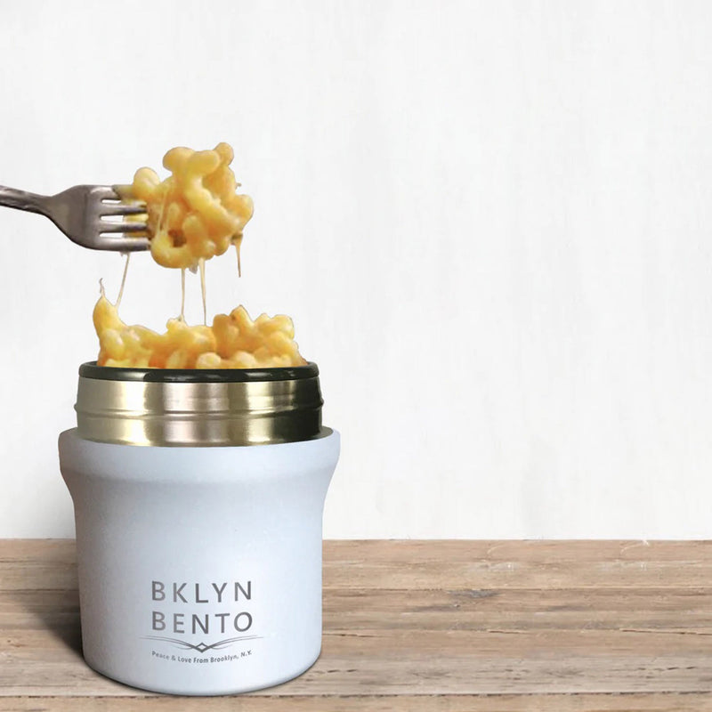 Bklyn Bento Small Insulated Food Jar with Bamboo Spoon in Snow Crystal