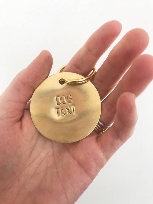 Dog Taxi Stamped Key Tag | Hand Stamped Brass Keychain