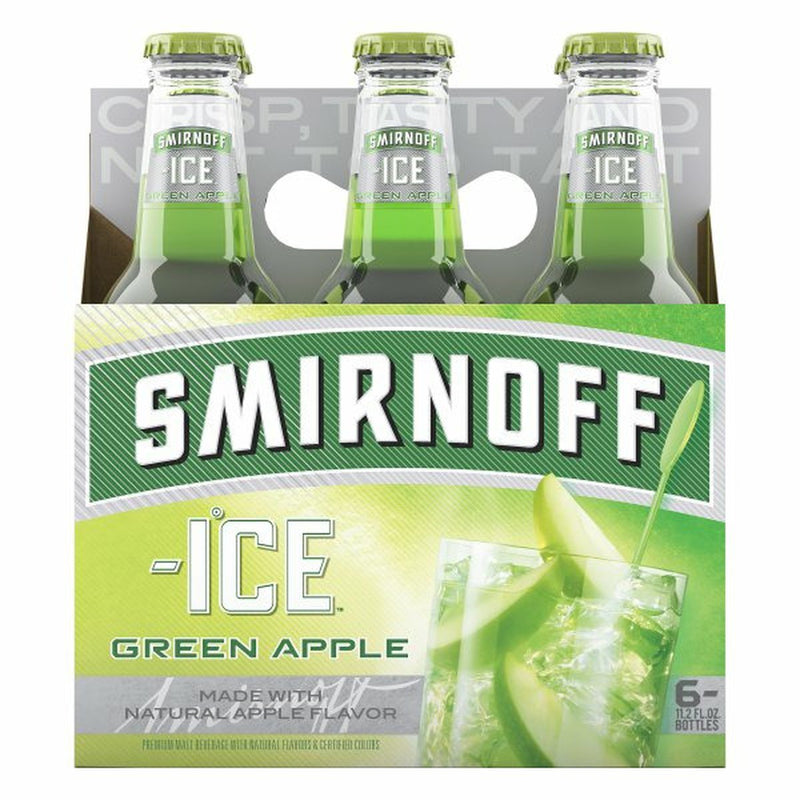 Smirnoff Ice Malt Beverage, Green Apple 6/11.2 oz bottles