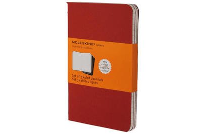 Moleskine Cahier Journal (Set of 3), Pocket, Ruled, Cranberry Red, Soft Cover (3.5 x 5.5)