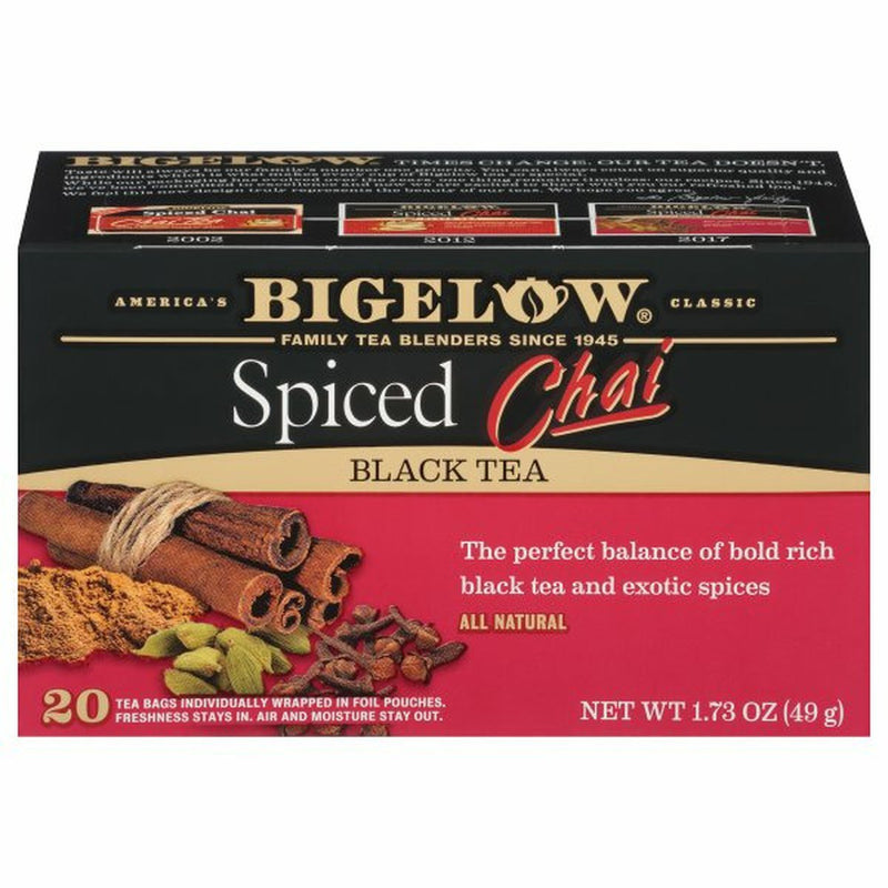 Bigelow Black Tea, Spiced Chai, Tea Bags
