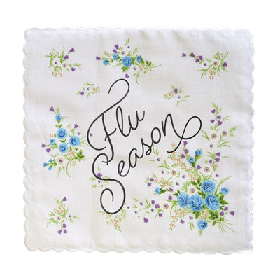 Flu Season Retro Floral Print Cotton Handkerchief