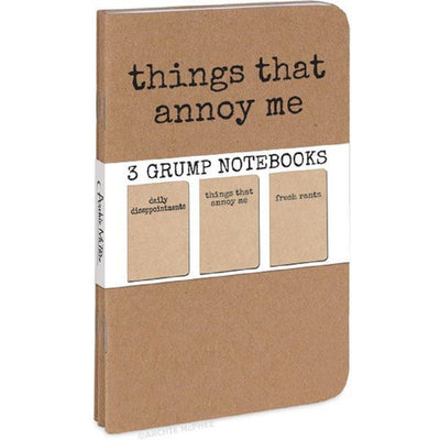 Grump Notebooks (Daily Disappointments, Things That Annoy Me, and Fresh Rants) Pocket Journals - Set of 3