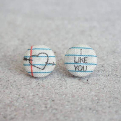 Love Note Fabric Button Earrings | Handmade in the US