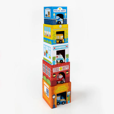 Busy City Stackables Nested Cardboard Toys and Car Set