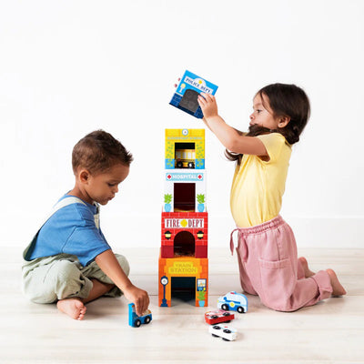 Busy City Stackables Nested Cardboard Toys and Car Set