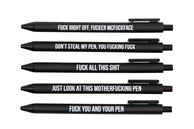Sweary Fuck Pens Cussing Pen Gift Set - 5 Multicolored Gel Pens Rife with  Profanity