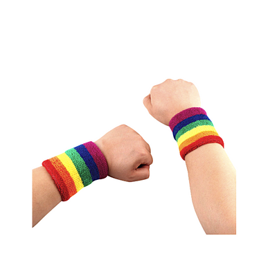'80s Style Rainbow Wristbands | Absorbent Stretch Exercise Cuffs