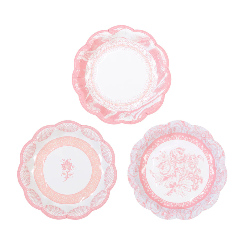 Party Porcelain Rose Scalloped Plate, 12 Pack
