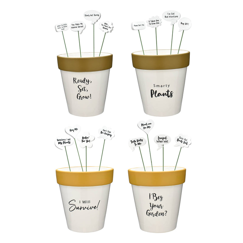 Quoted Planter Pot & Stakes Set