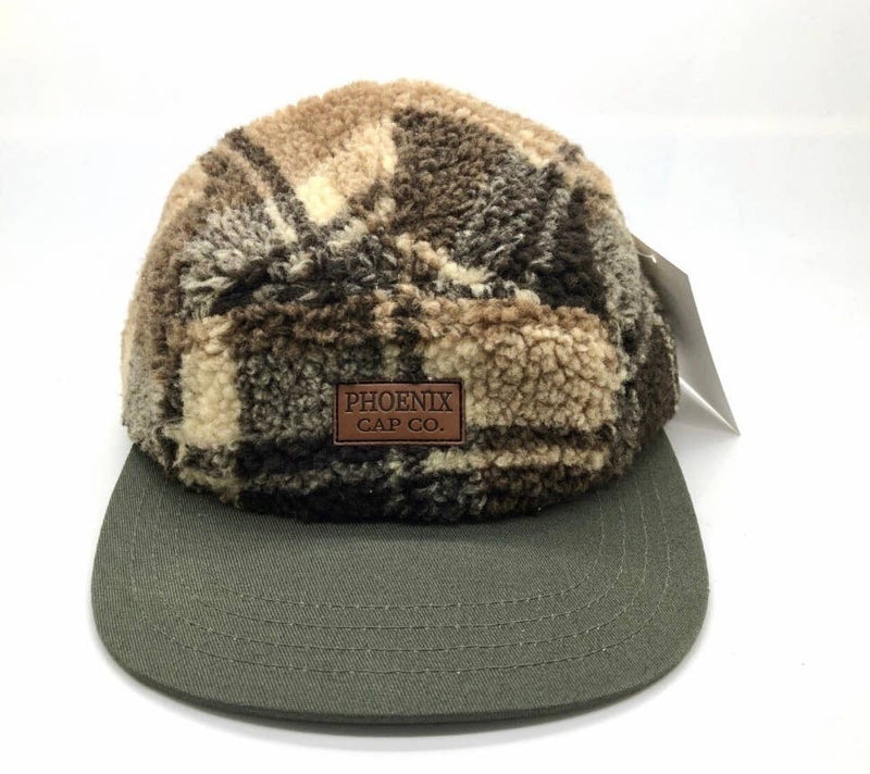 Tan Plaid Sherpa Hat, Medium Adjustable