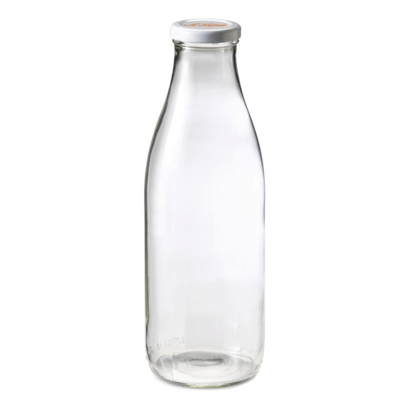 French Glass Milk Beverage Bottle W Twist Cap, 1L