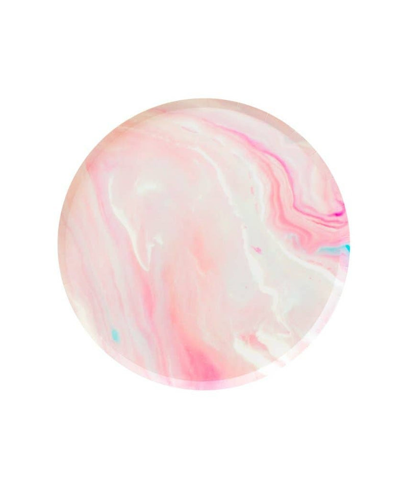 Pink Marbled Party Plates, 8 Pack