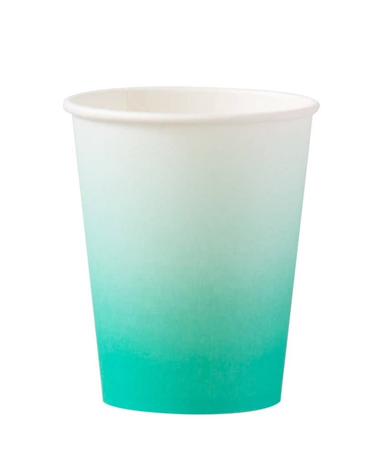 Teal Ombre Paper Cup, 8 Pack