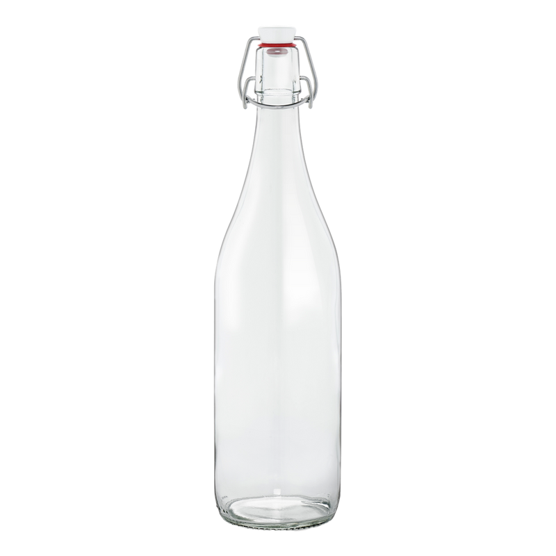 French Glass Swing Top Bottle W Airtight Hinged Stopper, 1L